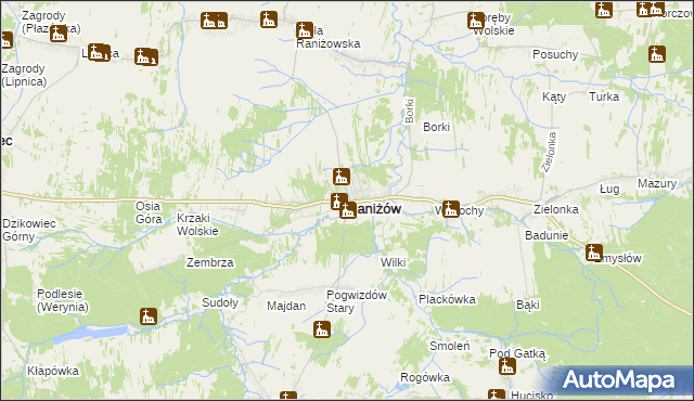 mapa Raniżów, Raniżów na mapie Targeo