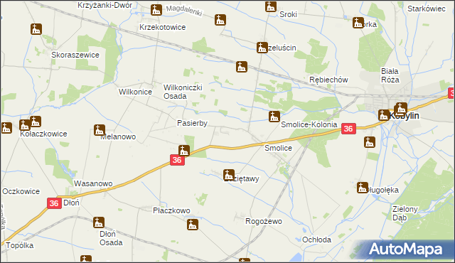 mapa Raszewy gmina Kobylin, Raszewy gmina Kobylin na mapie Targeo