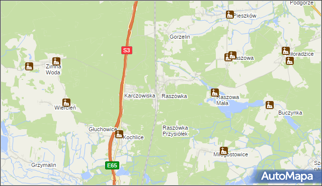 mapa Raszówka, Raszówka na mapie Targeo