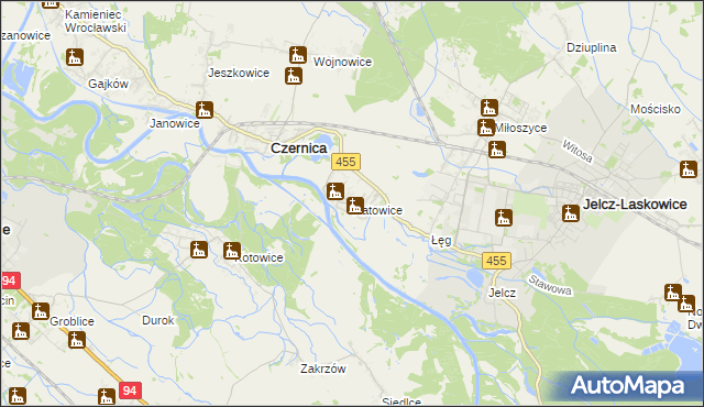 mapa Ratowice gmina Czernica, Ratowice gmina Czernica na mapie Targeo