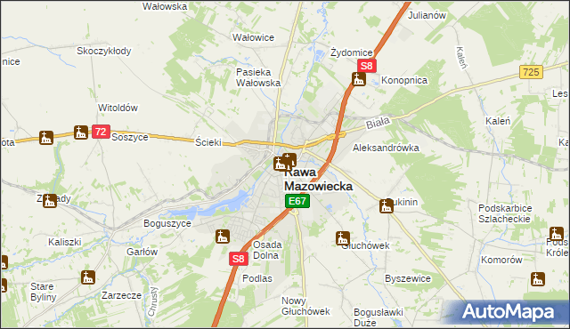 mapa Rawa Mazowiecka, Rawa Mazowiecka na mapie Targeo