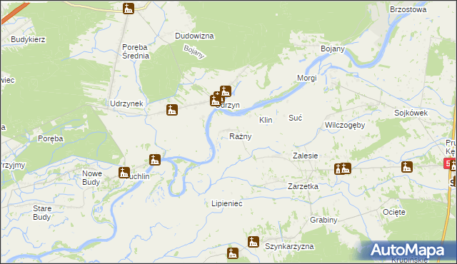mapa Rażny, Rażny na mapie Targeo