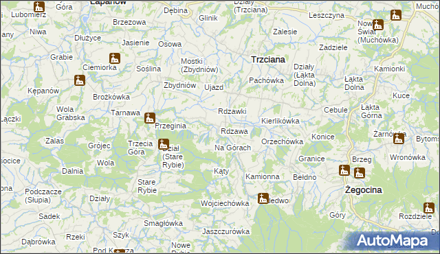 mapa Rdzawa, Rdzawa na mapie Targeo