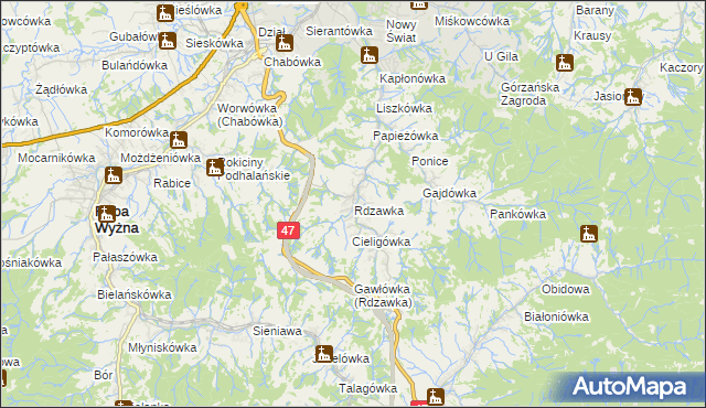 mapa Rdzawka, Rdzawka na mapie Targeo