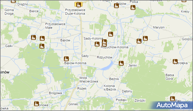 mapa Rdzuchów, Rdzuchów na mapie Targeo