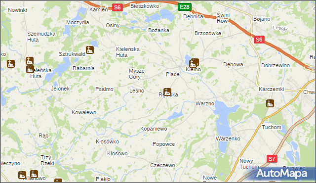mapa Rębiska gmina Szemud, Rębiska gmina Szemud na mapie Targeo