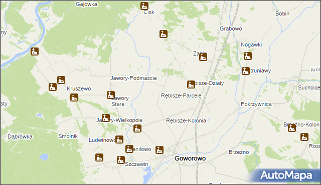 mapa Rębisze-Parcele, Rębisze-Parcele na mapie Targeo