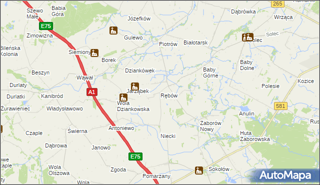 mapa Rębów gmina Gostynin, Rębów gmina Gostynin na mapie Targeo