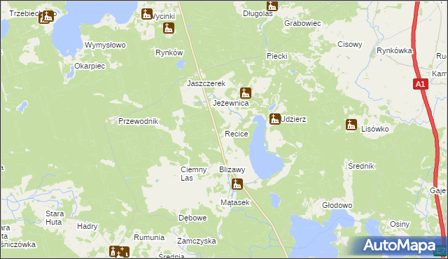 mapa Recice, Recice na mapie Targeo