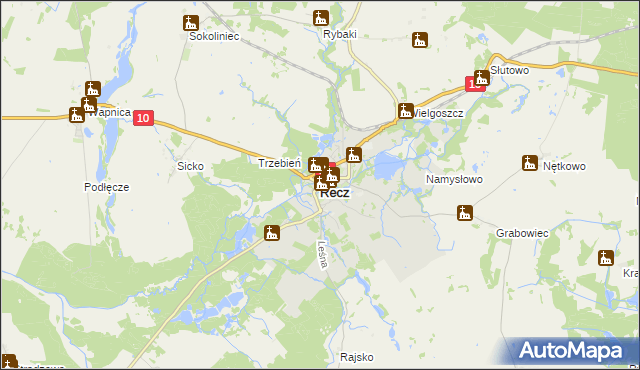 mapa Recz powiat choszczeński, Recz powiat choszczeński na mapie Targeo