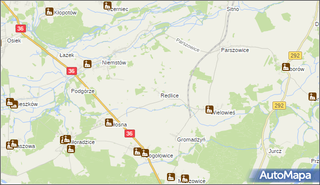 mapa Redlice, Redlice na mapie Targeo
