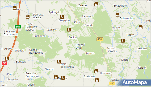 mapa Redzeń Drugi, Redzeń Drugi na mapie Targeo