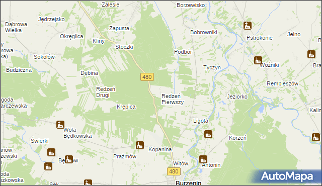 mapa Redzeń Pierwszy, Redzeń Pierwszy na mapie Targeo