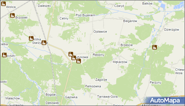 mapa Rędziny gmina Szczekociny, Rędziny gmina Szczekociny na mapie Targeo