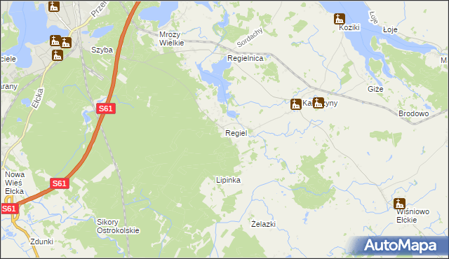 mapa Regiel, Regiel na mapie Targeo