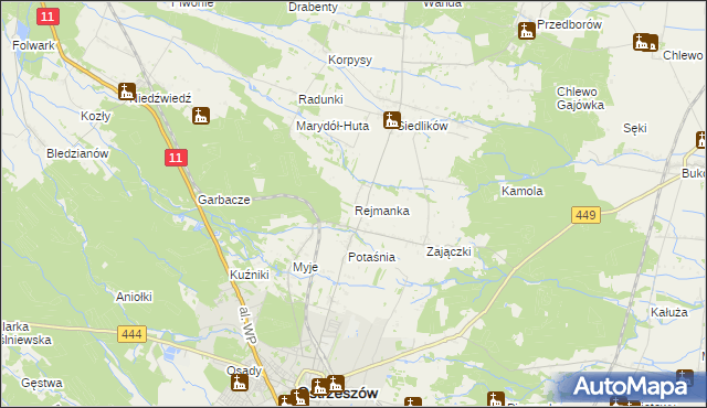 mapa Rejmanka, Rejmanka na mapie Targeo