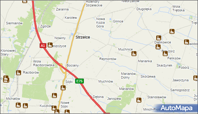 mapa Rejmontów, Rejmontów na mapie Targeo