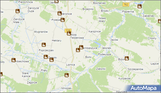 mapa Rembieszyce, Rembieszyce na mapie Targeo