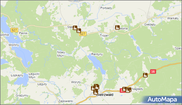 mapa Rentyny, Rentyny na mapie Targeo