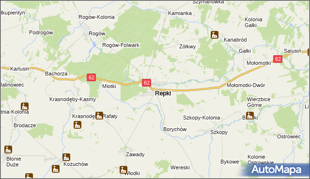 mapa Repki powiat sokołowski, Repki powiat sokołowski na mapie Targeo
