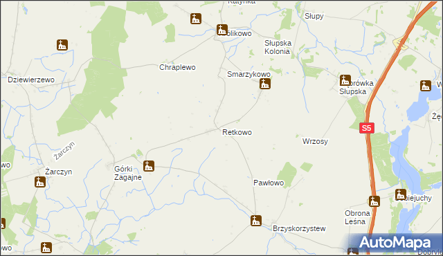 mapa Retkowo, Retkowo na mapie Targeo