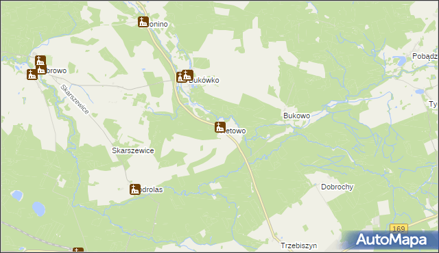 mapa Retowo gmina Tychowo, Retowo gmina Tychowo na mapie Targeo