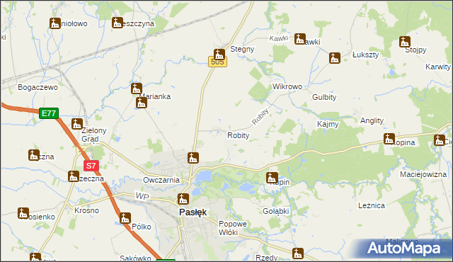 mapa Robity gmina Pasłęk, Robity gmina Pasłęk na mapie Targeo