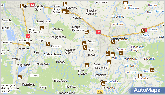 mapa Roczyny, Roczyny na mapie Targeo