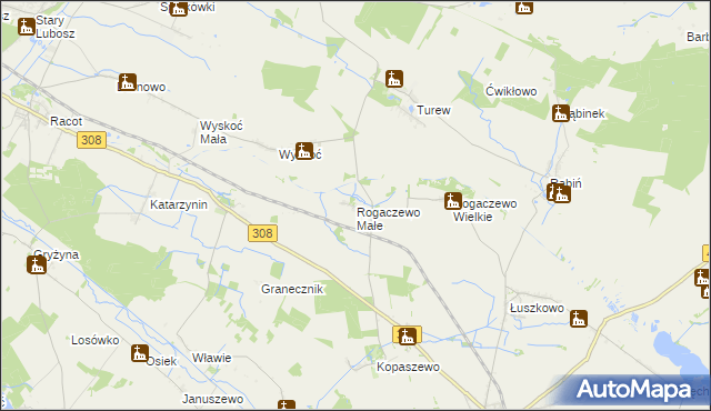 mapa Rogaczewo Małe, Rogaczewo Małe na mapie Targeo