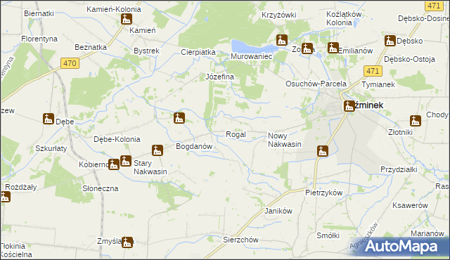 mapa Rogal gmina Koźminek, Rogal gmina Koźminek na mapie Targeo