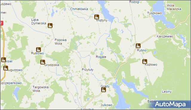 mapa Rogale gmina Dźwierzuty, Rogale gmina Dźwierzuty na mapie Targeo