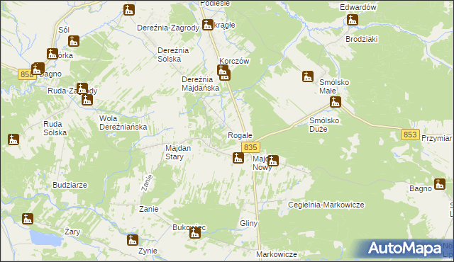 mapa Rogale gmina Księżpol, Rogale gmina Księżpol na mapie Targeo