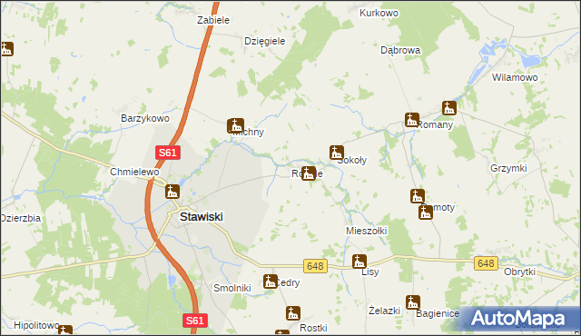 mapa Rogale gmina Stawiski, Rogale gmina Stawiski na mapie Targeo