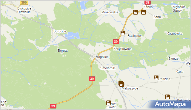 mapa Rogalice, Rogalice na mapie Targeo