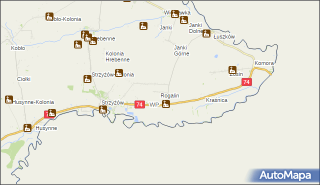 mapa Rogalin gmina Horodło, Rogalin gmina Horodło na mapie Targeo