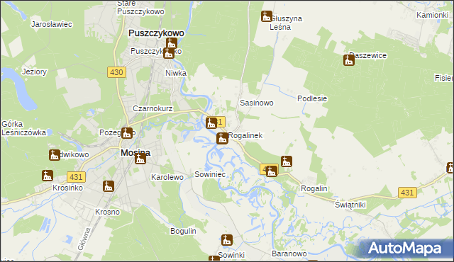 mapa Rogalinek, Rogalinek na mapie Targeo