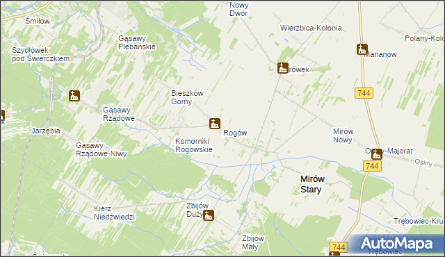 mapa Rogów gmina Mirów, Rogów gmina Mirów na mapie Targeo