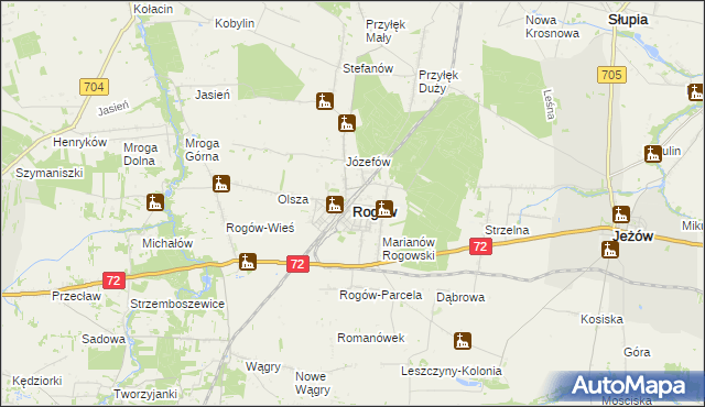 mapa Rogów powiat brzeziński, Rogów powiat brzeziński na mapie Targeo