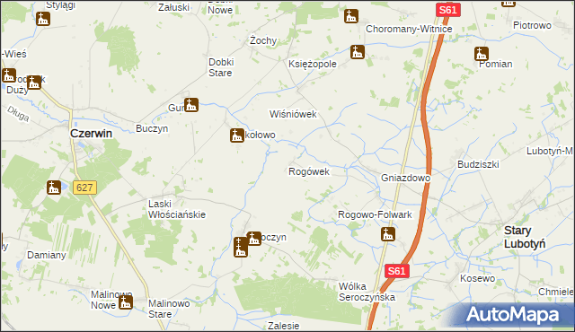 mapa Rogówek gmina Stary Lubotyń, Rogówek gmina Stary Lubotyń na mapie Targeo