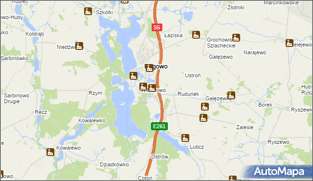 mapa Rogówko gmina Rogowo, Rogówko gmina Rogowo na mapie Targeo