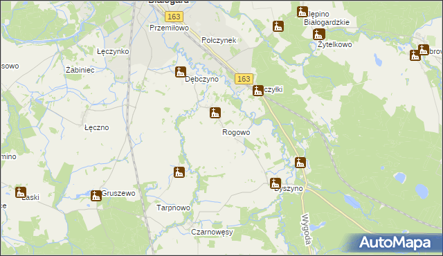 mapa Rogowo gmina Białogard, Rogowo gmina Białogard na mapie Targeo