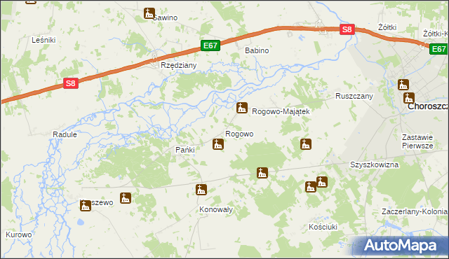 mapa Rogowo gmina Choroszcz, Rogowo gmina Choroszcz na mapie Targeo