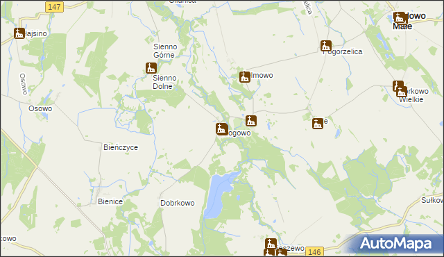 mapa Rogowo gmina Radowo Małe, Rogowo gmina Radowo Małe na mapie Targeo