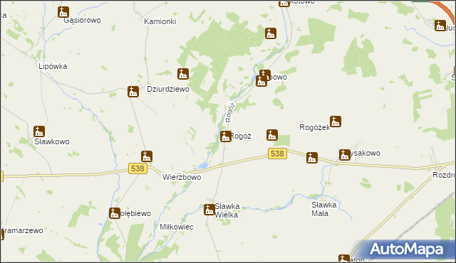 mapa Rogóż gmina Kozłowo, Rogóż gmina Kozłowo na mapie Targeo