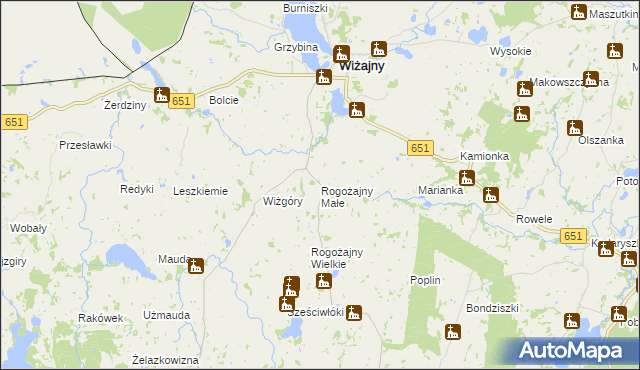 mapa Rogożajny Małe, Rogożajny Małe na mapie Targeo