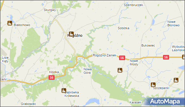 mapa Rogóźno-Zamek, Rogóźno-Zamek na mapie Targeo