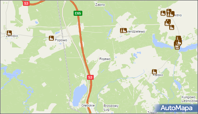 mapa Rojewo gmina Międzyrzecz, Rojewo gmina Międzyrzecz na mapie Targeo