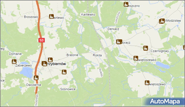 mapa Rokita gmina Przybiernów, Rokita gmina Przybiernów na mapie Targeo