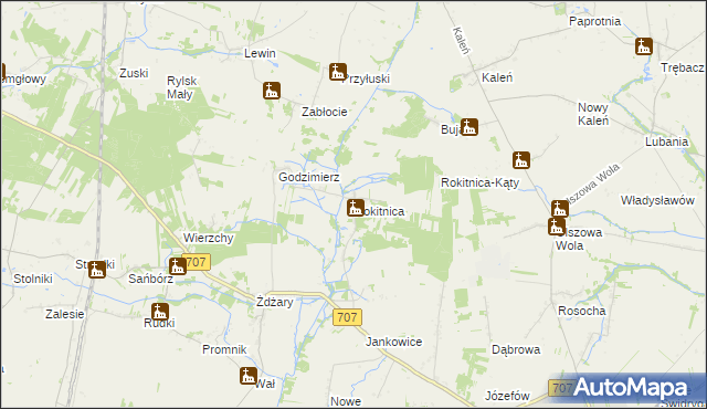 mapa Rokitnica gmina Nowe Miasto nad Pilicą, Rokitnica gmina Nowe Miasto nad Pilicą na mapie Targeo