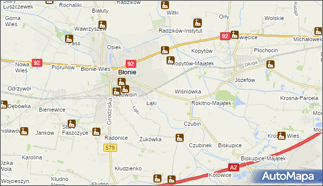 mapa Rokitno gmina Błonie, Rokitno gmina Błonie na mapie Targeo